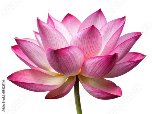 Pink Lotus Flower Isolated, Nelumbo Nucifera, Low Light Photography, White Background, Blooming Lotus