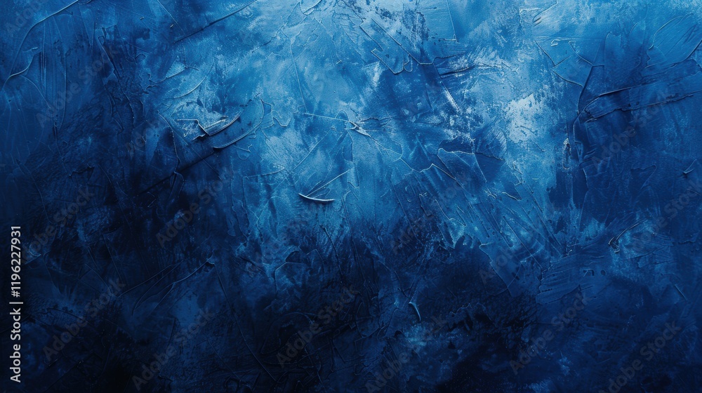 Obraz premium Abstract blue textured painting with dynamic brush strokes and depth