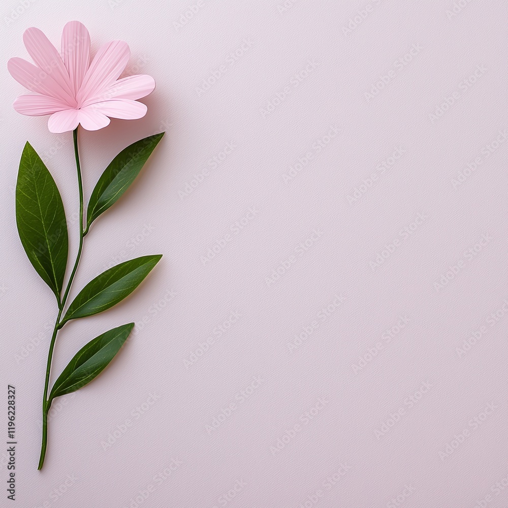 Elegant pink flower with green leaves. Elegant pink flower with green leaves.