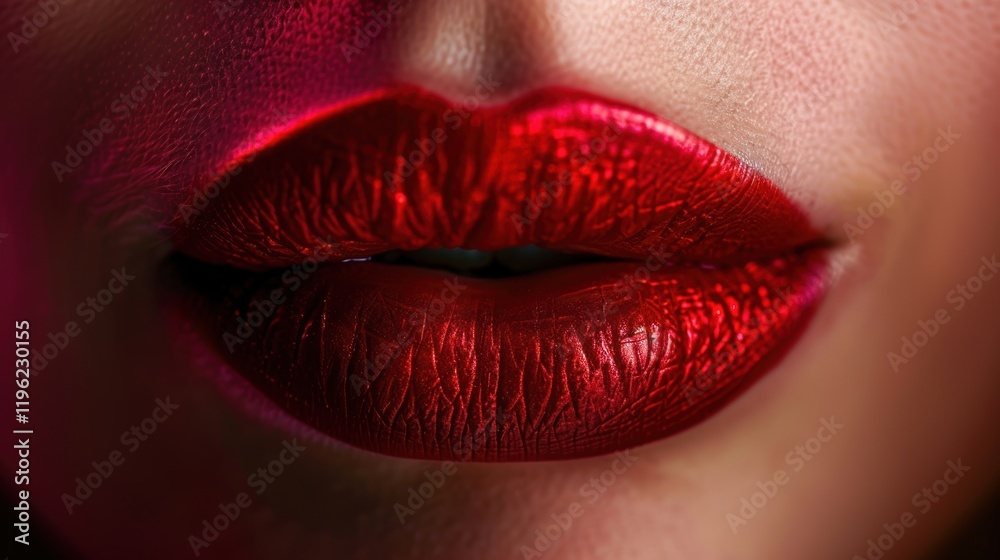 kiss day, Close-up of vibrant red lips with a glittery texture against a dark background kiss day, Close-up of vibrant red lips with a glittery texture against a dark background