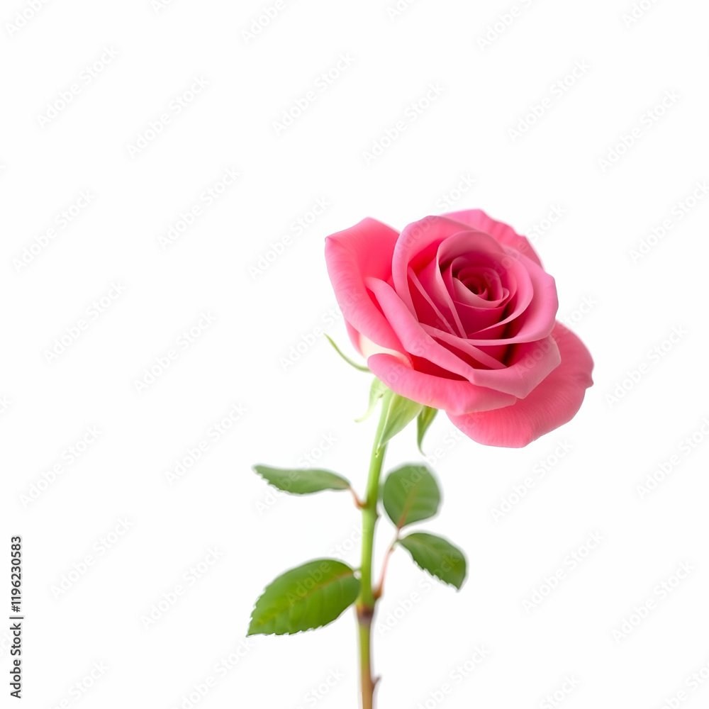 Beautiful single isolated pink rose on white Beautiful single isolated pink rose on white