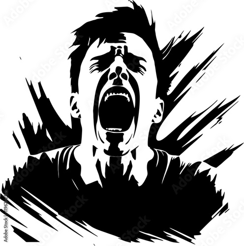 Frustrated man illustration silhouette