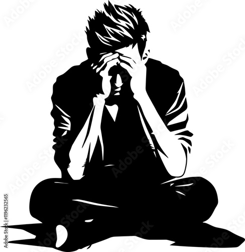 Frustrated man illustration silhouette