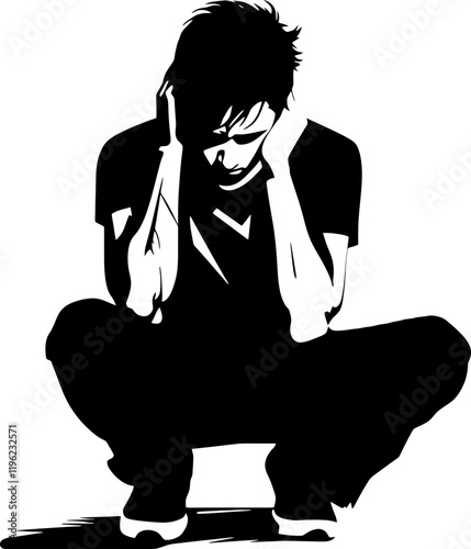 Frustrated man illustration silhouette