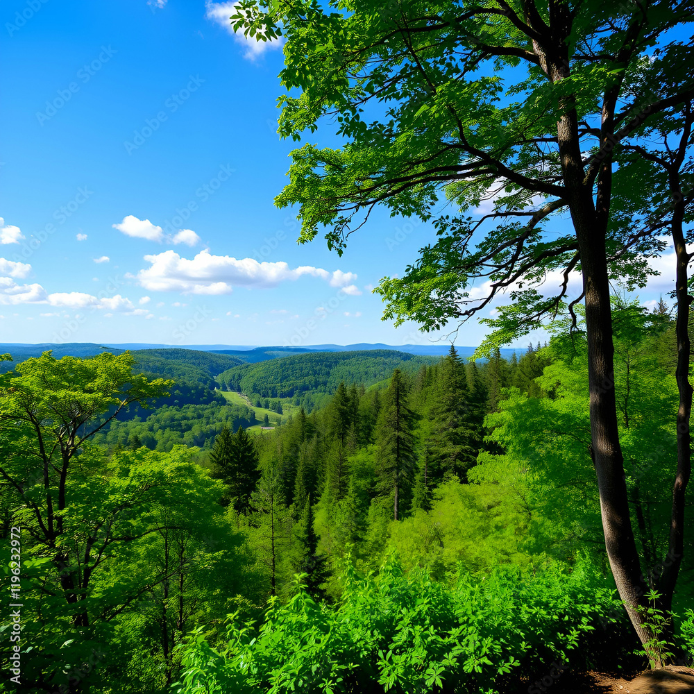 Beautiful view of greenery and a bridge in the forest