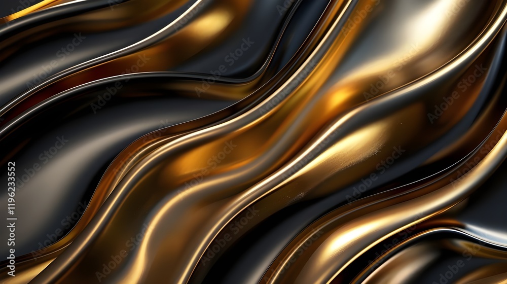 Golden and black flowing abstract metallic waves Golden and black flowing abstract metallic waves