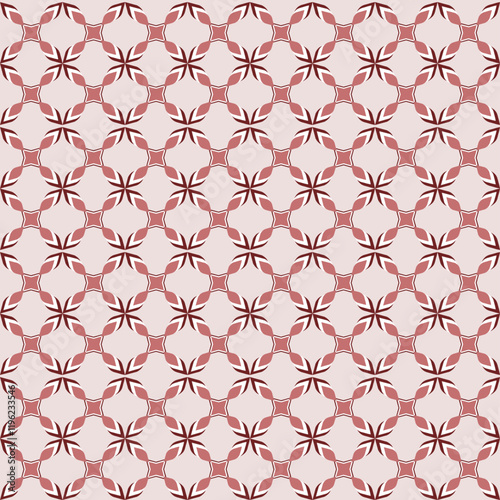 Elegant Minimalist Red Floral Geometric Seamless Pattern