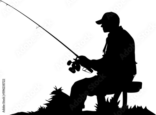 Fisherman fishing silhouette