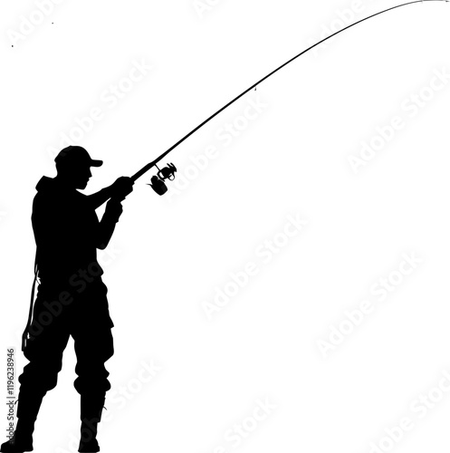 Fisherman fishing silhouette