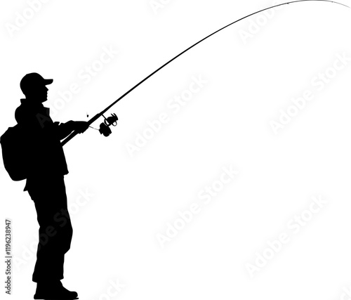 Fisherman fishing silhouette