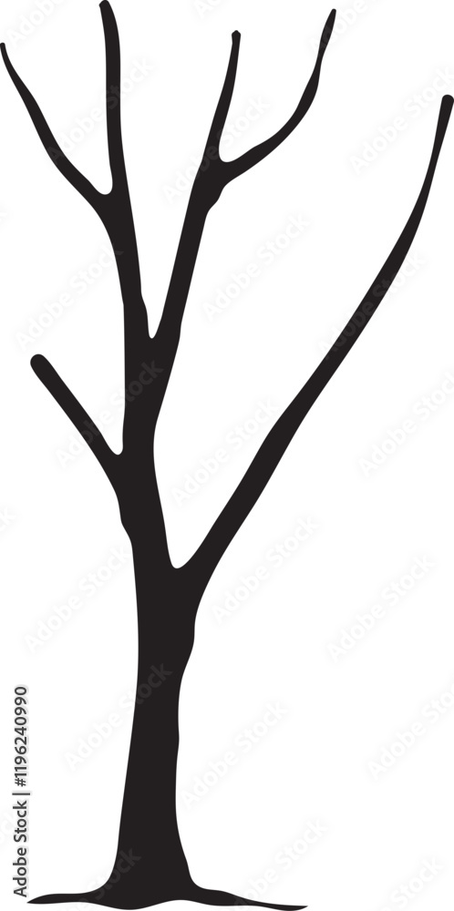 Bare Tree Silhouette Isolated on White Background Bare Tree Silhouette Isolated on White Background