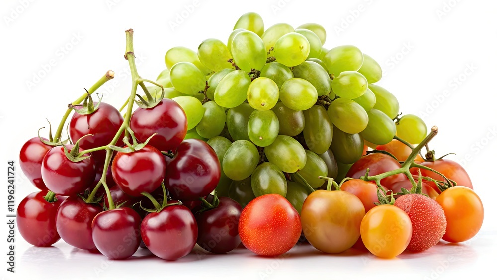 Fresh, vibrant grapes and cherry tomatoes burst with juicy sweetness, perfect for healthy summer recipes. Fresh, vibrant grapes and cherry tomatoes burst with juicy sweetness, perfect for healthy summer recipes.