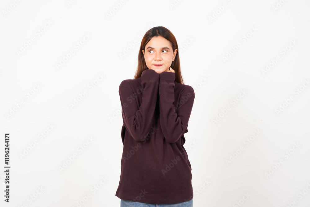 Thoughtful Expression Of Beautiful Asian Woman Isolated On White Background Thoughtful Expression Of Beautiful Asian Woman Isolated On White Background