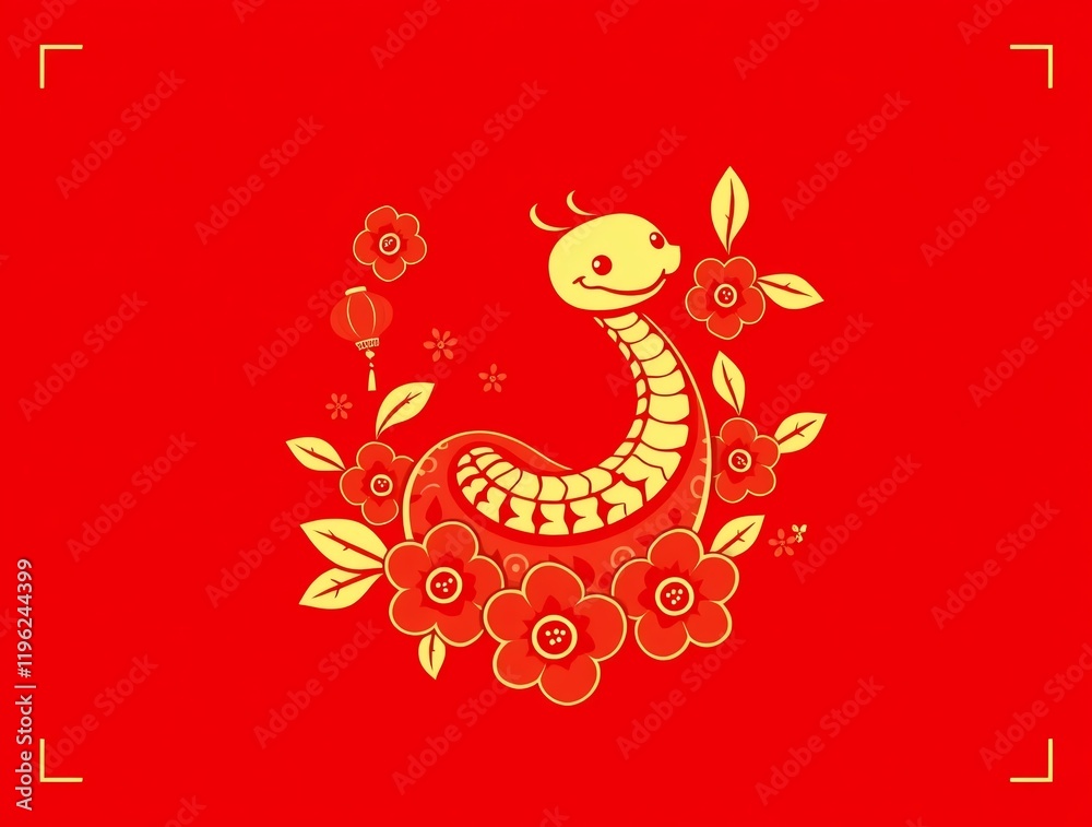 a beautifully detailed representation of a snake in a traditional Chinese style, celebrating Lunar New Year