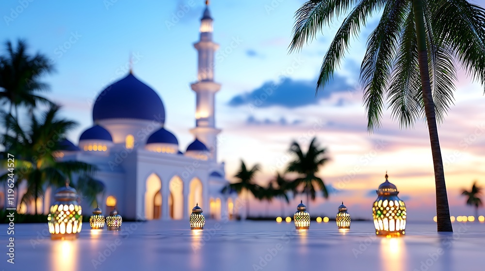 Naklejka premium Serene Mosque at Sunset