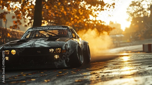 Autumn Drifting Car, Sunset Track