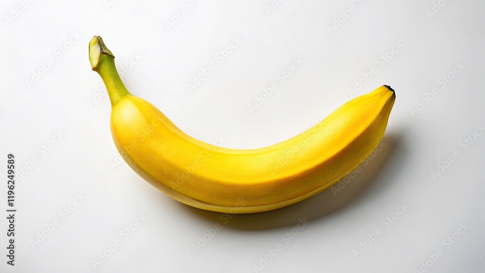 Pristine white backdrop showcases a single banana, a minimalist AI-generated image. Pristine white backdrop showcases a single banana, a minimalist AI-generated image.