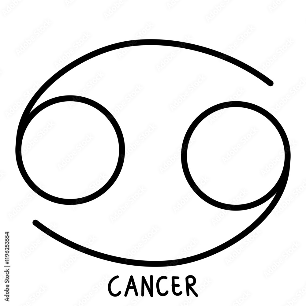 zodiac sign cancer hand drawn black and white outline zodiac sign cancer hand drawn black and white outline