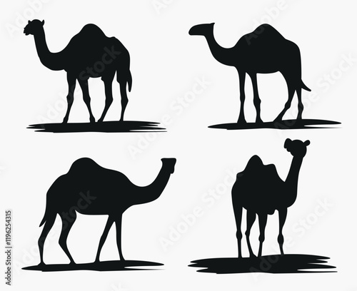 Camel bundle black silhouette with white background Camel vector illustration