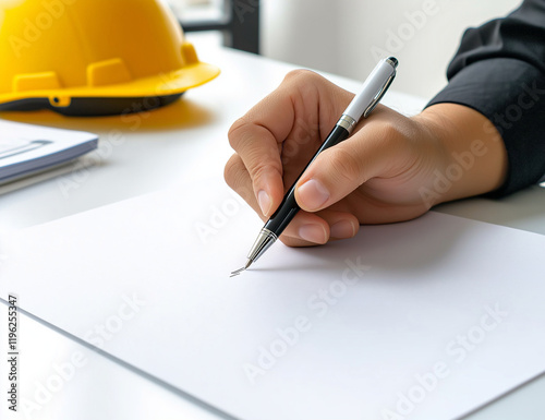 Photo illustration of a project Field Coordinator who is making interion design, yellow closehelm is project design