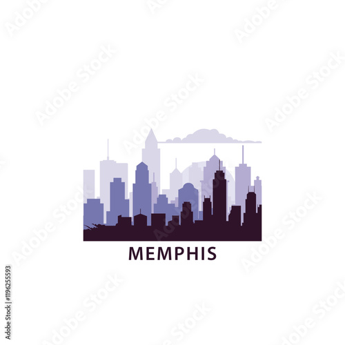 USA Memphis logo with skyline, cityscape retro vector icon. United States of America, Tennessee city horizon, facade, travel logotype
