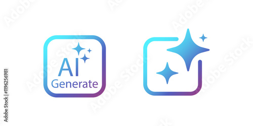 Ai generated icon. Artificial Intelligence icon. Machine learning generator. Chat brain assistant. Computer help assistant. Icon element design for app and web. Vector illustration.
