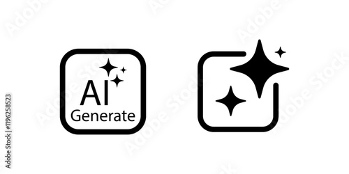 Ai generated icon. Artificial Intelligence icon. Machine learning generator. Chat brain assistant. Computer help assistant. Icon element design for app and web. Vector illustration.