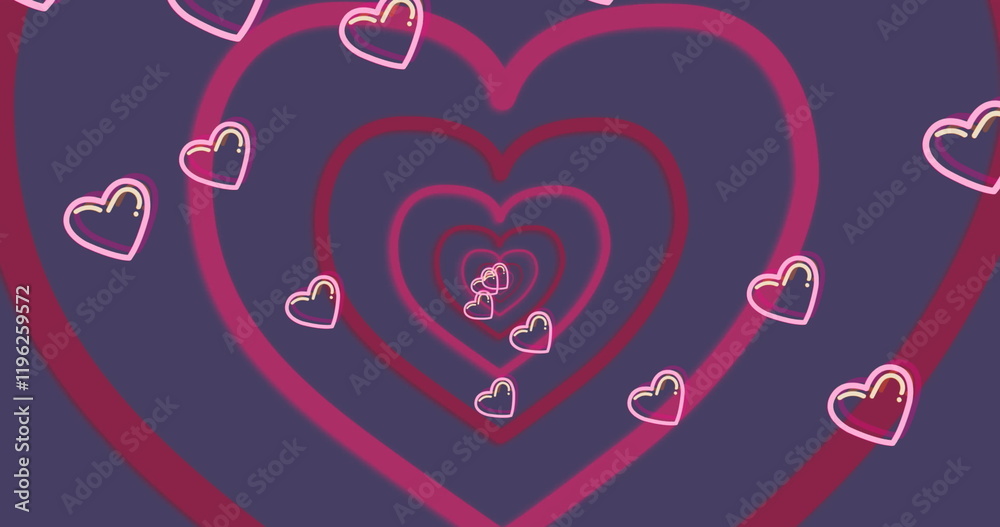 Image of red hearts icons floating on blue background Image of red hearts icons floating on blue background