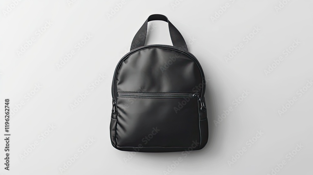Black mini backpack mockup, studio shot, white background, blank design for branding Black mini backpack mockup, studio shot, white background, blank design for branding