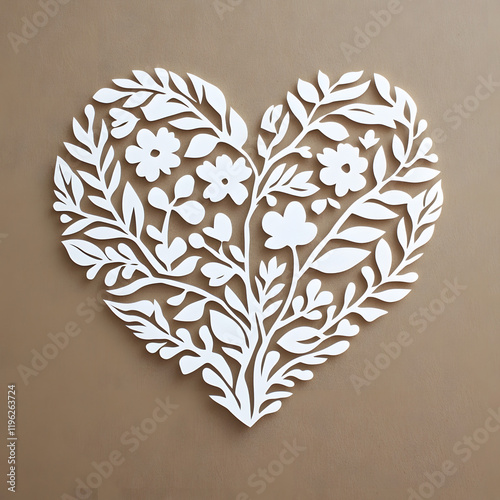 Tropical floral in paper art style and pastel color tropical green leaf paper cut concept design