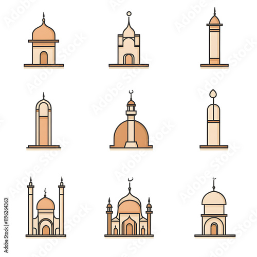 A set of icons a minimalist Eid Al-Fitr