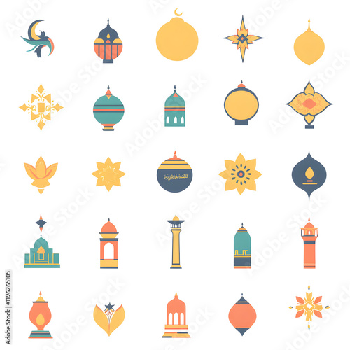 A set of icons a minimalist Eid Al-Fitr