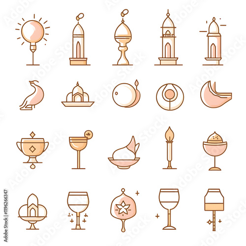 A set of icons a minimalist Eid Al-Fitr