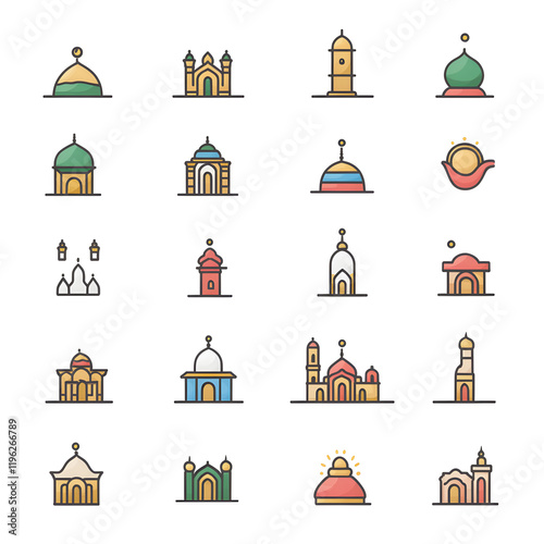 A set of icons a minimalist Eid Al-Fitr
