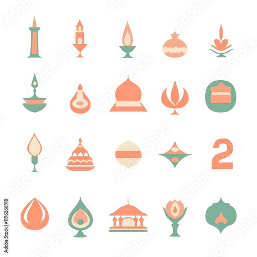 A set of icons a minimalist Eid Al-Fitr
