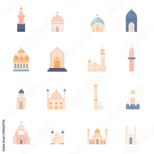 A set of icons a minimalist Eid Al-Fitr
