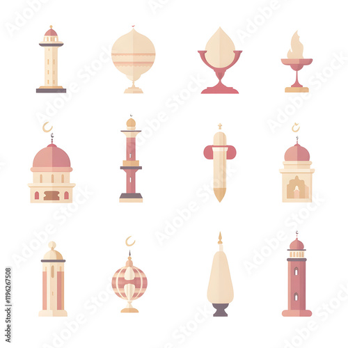 A set of icons a minimalist Eid Al-Fitr