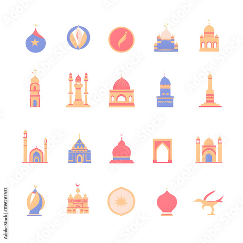 A set of icons a minimalist Eid Al-Fitr