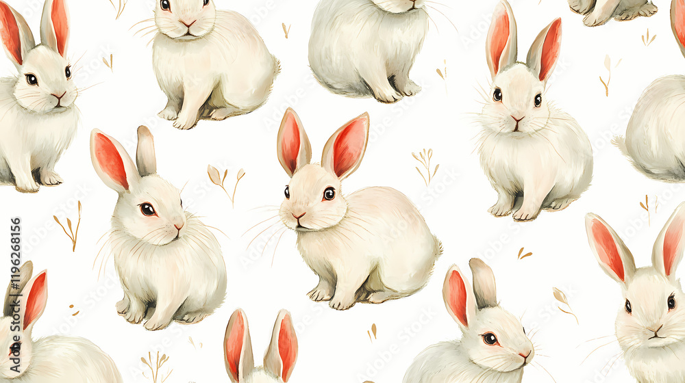 Fototapeta premium Pattern rabbits. Velvetfern. Illustration