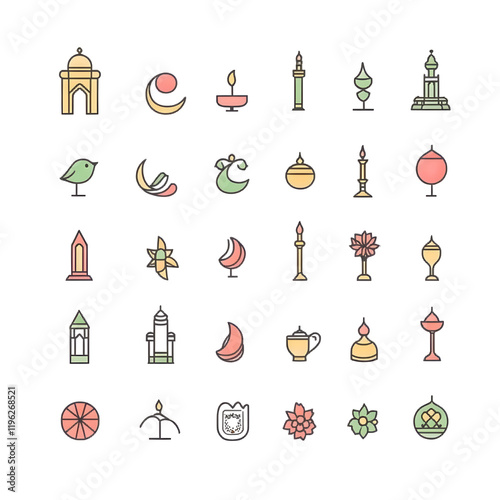 A set of icons a minimalist Eid Al-Fitr