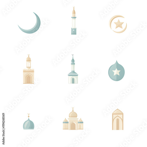 A set of icons a minimalist Eid Al-Fitr