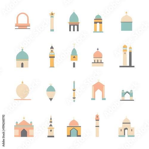 A set of icons a minimalist Eid Al-Fitr