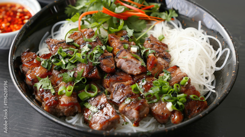 Flavorful Vietnamese Bun Cha with Grilled Meat and Noodles