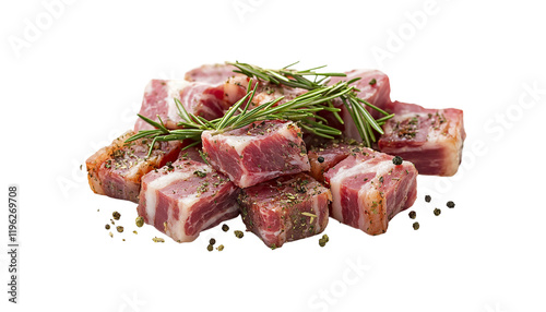 Italian pancetta bacon cubes png photo