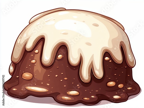Wallpaper Mural A digitally illustrated image of a chocolate caramel pudding with a creamy white topping.  Looks delicious and tempting. Torontodigital.ca