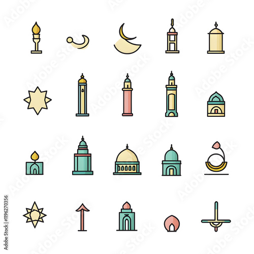 A set of icons a minimalist Eid Al-Fitr
