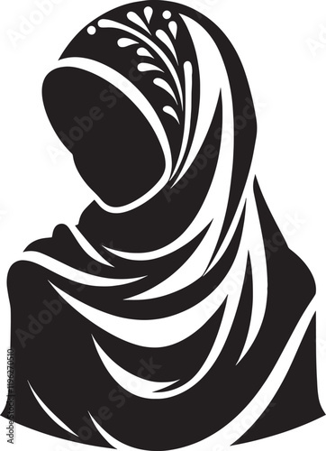 Black hijab silhouette icon vector illustration isolated on a white background