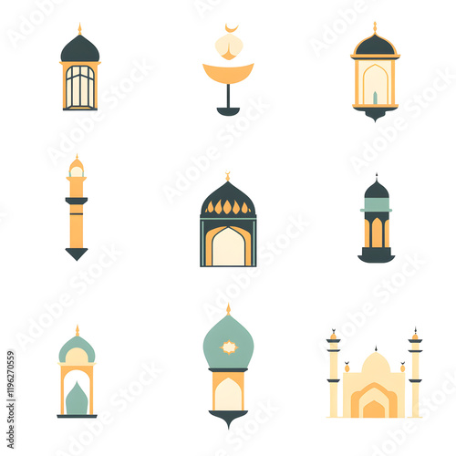 A set of icons a minimalist Eid Al-Fitr