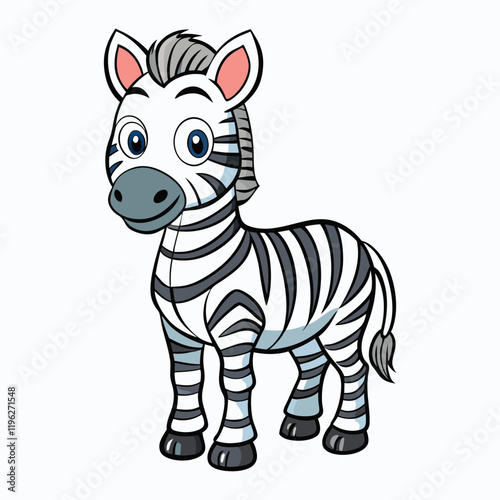 cute cartoon zebra on white vector