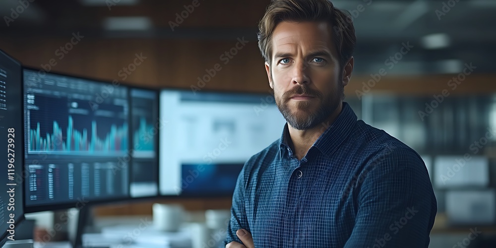 Obraz premium Confident businessman at office desk.